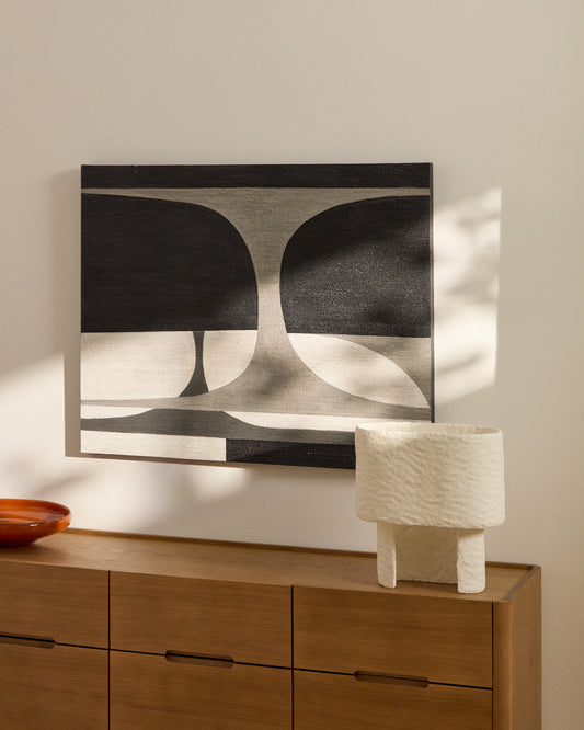 Tableau abstrait Onure noir et blanc 80 x 100 cm