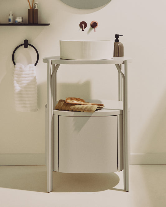Meuble de salle de bain Arely avec structure en acier et MDF laqué blanc 60 x 40 cm