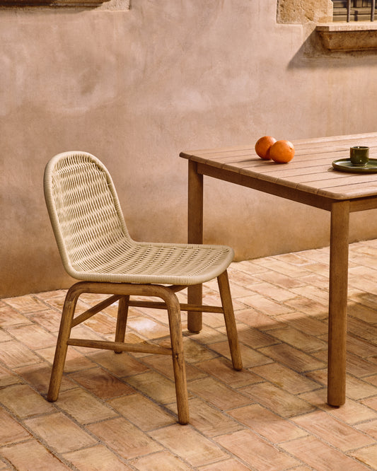 Chaise Alipa en bois d’acacia et corde écrue FSC 100 %