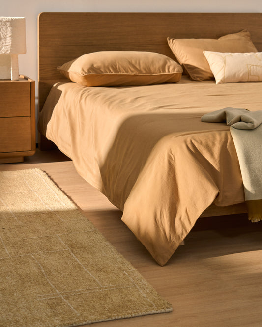 Housse de couette Sirale 100 % satin de coton fini lavé coloris cuivre pour lit de 150/160 cm