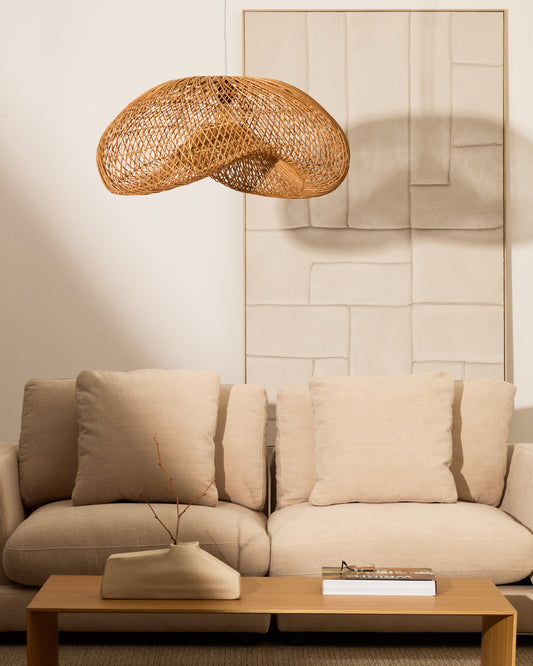 Abat-jour pour suspension Isora en rotin avec finition ton naturel 80 x 35 cm