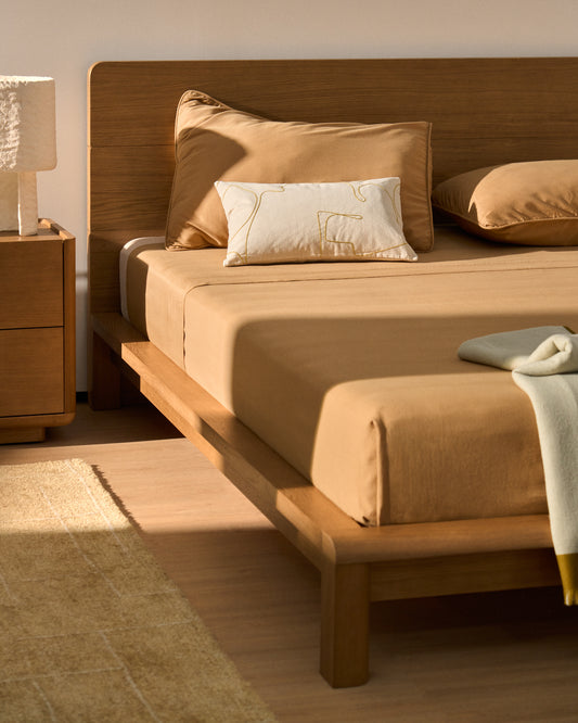 Drap Sirale 100 % satin de coton fini lavé coloris cuivre pour lit de 180 cm