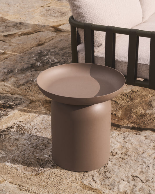 Table auxiliaire Arcola en aluminium taupe Ø 45 cm