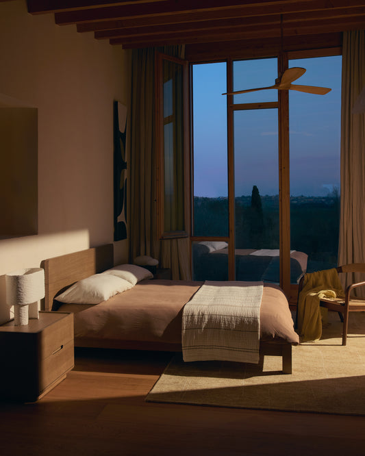 Housse de couette Simmel en mélange de lin marron pour lit de 160 cm