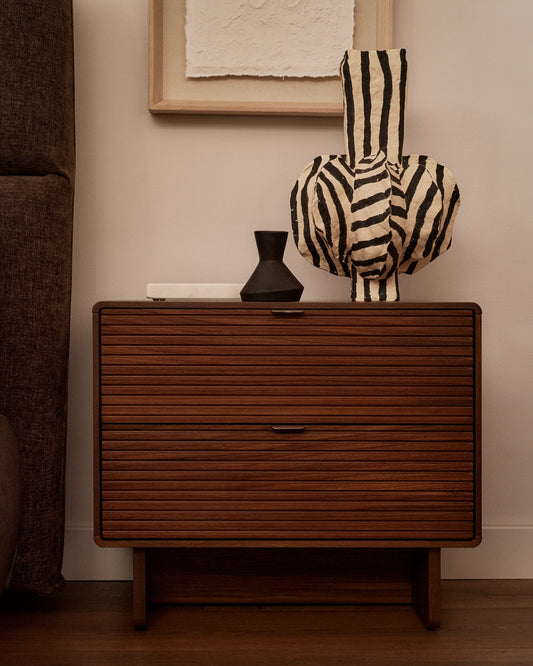Norlen 2-drawer bedside table in walnut veneer FSC Mix Credit 60 x 52 cm