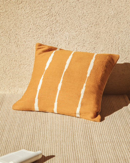 Housse de coussin de sol Daila avec motif Ikat 100 % PET orange 70 x 70 cm