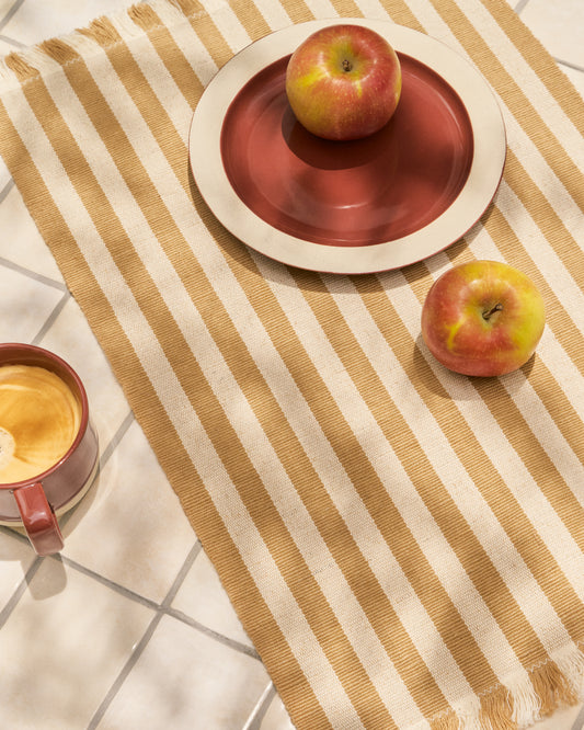 Ensemble Daltan de 2 sets de table en coton-jute à rayures beiges 35 x 50 cm