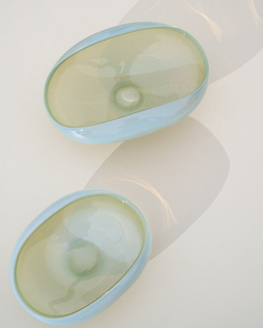 Centre de table Nodila en verre blanc 19 x 14 cm