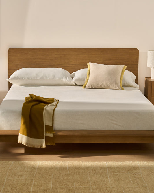 Drap Simmel en mélange de lin couleur écrue pour lit de 180 cm