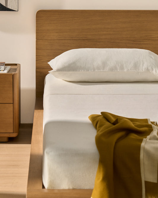 Drap Simmel en mélange de lin couleur écrue pour lit de 90 cm