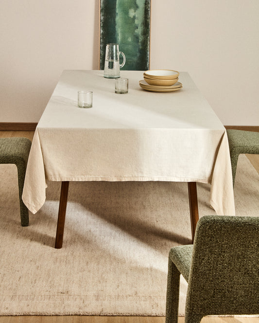 Nappe Aldine en mélange de lin couleur gris pierre 170 x 250 cm