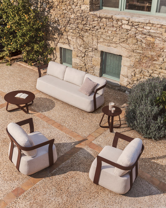 Set Tamaris avec canapé 3 places et 2 fauteuils en aluminium marron