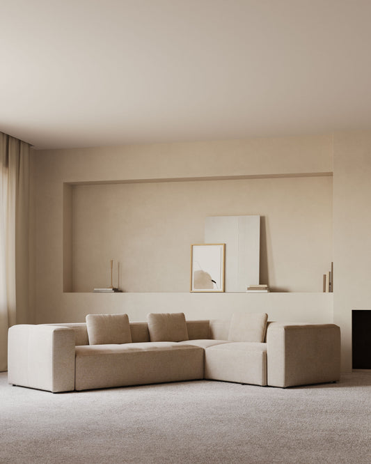 Canapé d’angle Blok 4 places beige 320 x 230 cm / 230 x 320 cm