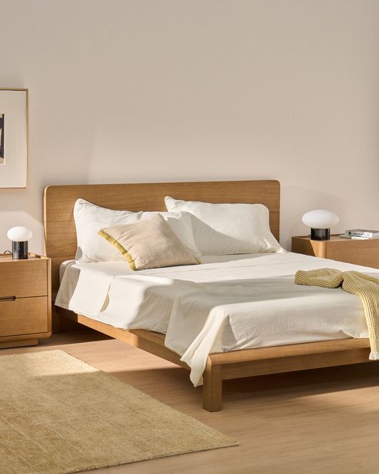 Drap Sirale 100 % satin de coton fini lavé blanc pour lit de 180 cm
