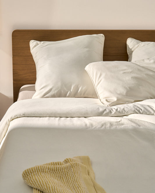 Housse de couette Sirale 100 % satin de coton fini lavé blanc pour lit de 180 cm