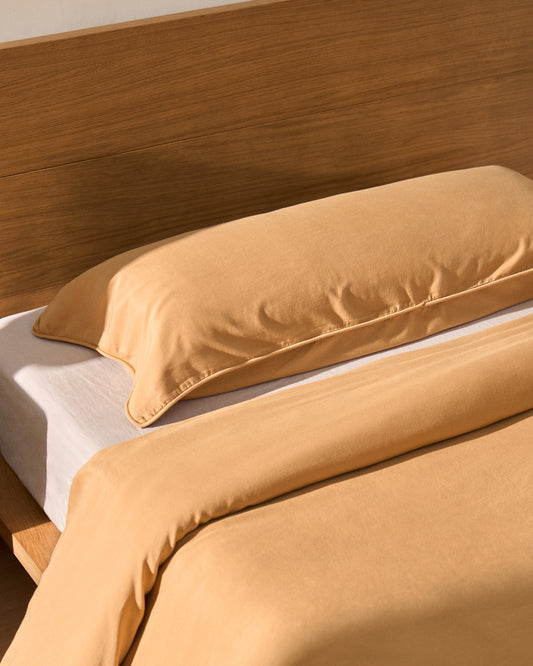 Housse de couette Sirale 100 % satin de coton fini lavé coloris cuivre pour lit de 90 cm