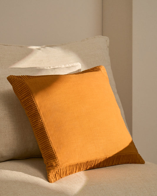 Housse de coussin Luadia en coton avec détail plissé orange 50 x 50 cm