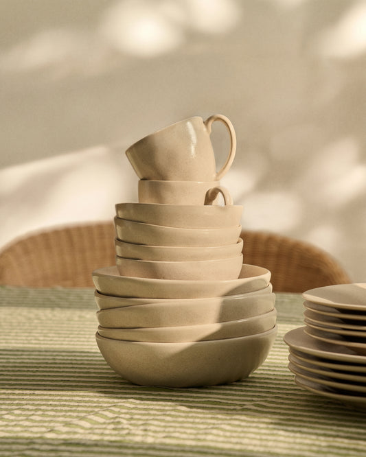 Sermin beige ceramic soup bowl