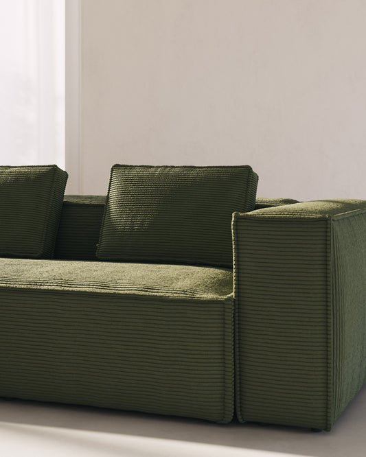 Coussin Blok en velours côtelé épais vert 40 x 60 cm