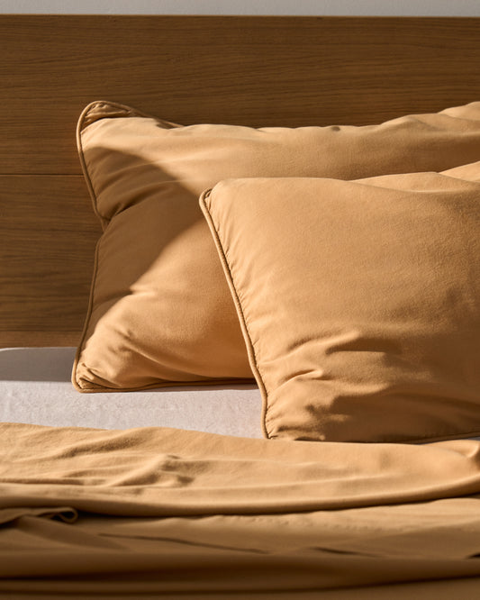 Ensemble Sirale de 2 taies d’oreiller 100 % satin de coton fini lavé coloris cuivre 50 x 80 cm
