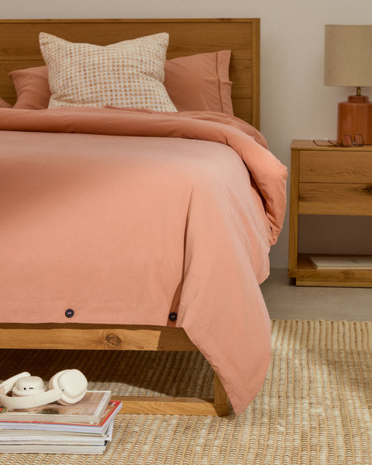Lit Alguema en placage de chêne avec finition naturelle pour matelas 90 x 190 cm