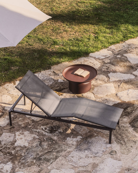 Bain de soleil empilable Lesina en aluminium graphite et textilène gris