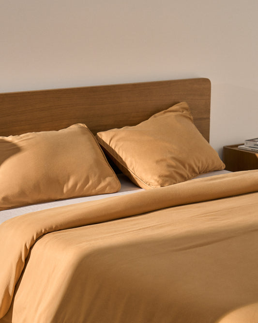 Housse de couette Sirale 100 % satin de coton fini lavé coloris cuivre pour lit de 180 cm