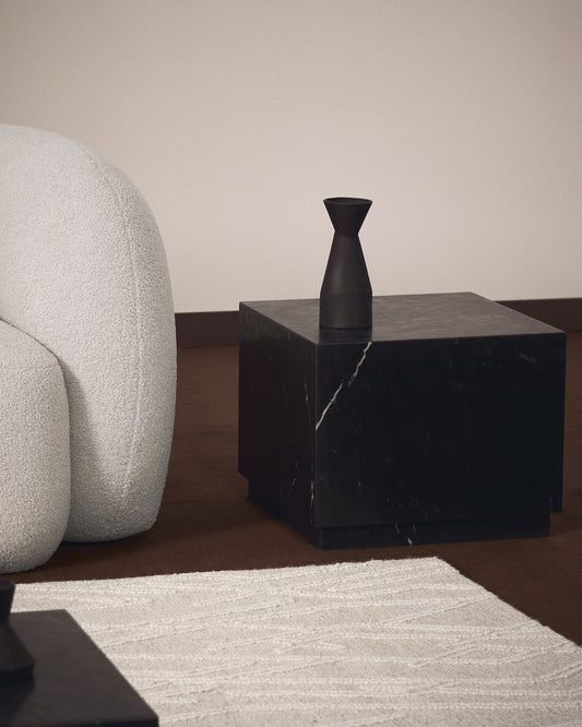Table auxiliaire Sorein en marbre noir 50 x 50 cm