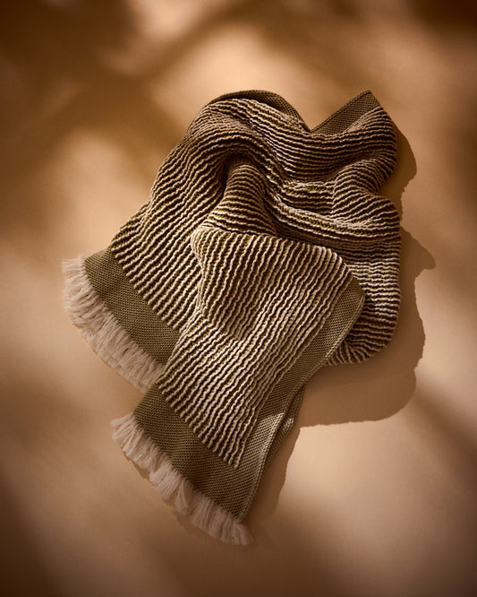 Couverture Lideba en coton à rayures vertes 100 x 170 cm