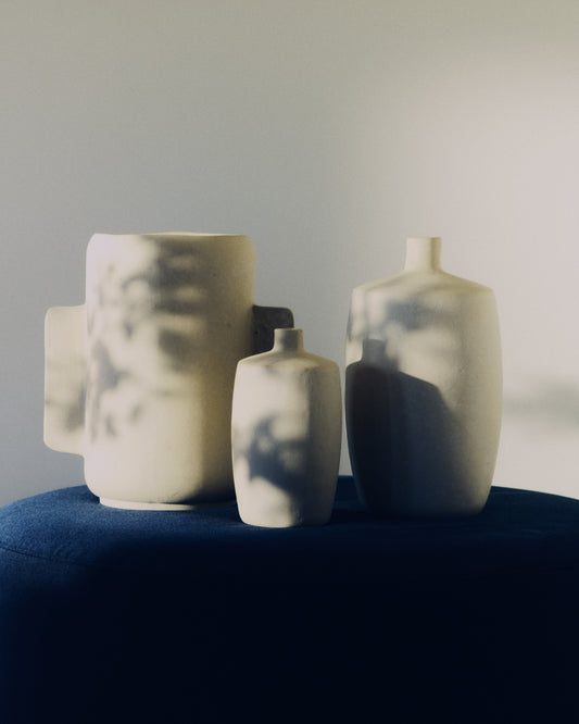 Vase Mireni en papier mâché beige Ø 39 cm