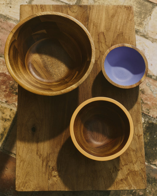 Lot de 2 bols multicolores en bois d'acacia FSC 100 %