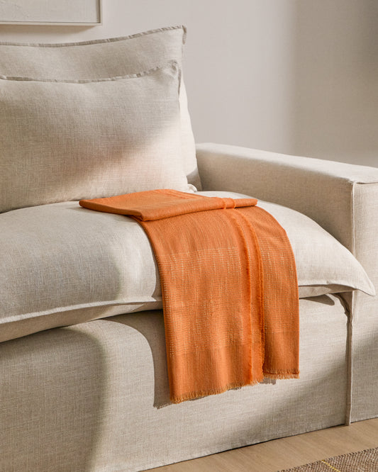Couverture Sareli en laine mélangée orange 130 x 170 cm