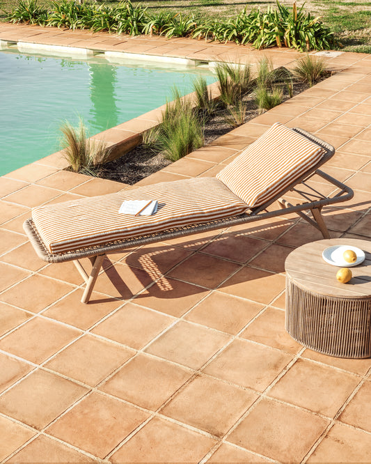 Coussin pour bain de soleil Dirome 100 % PET rayures orange 50 x 175 cm
