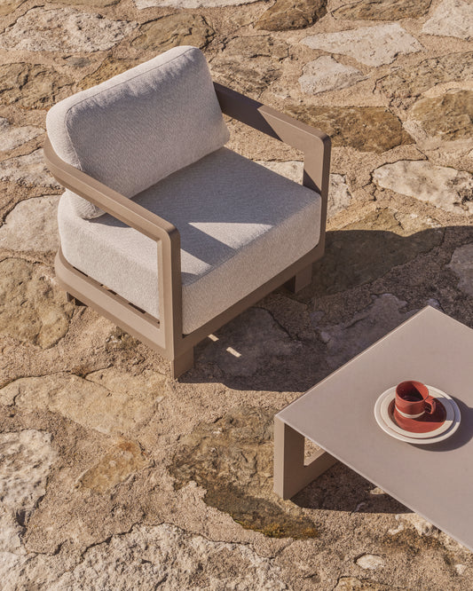 Fauteuil d’extérieur Nerano en aluminium taupe