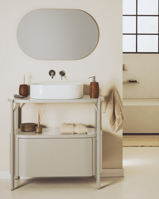 Meuble de salle de bain Arely avec structure en acier et MDF laqué blanc 90 x 40 cm