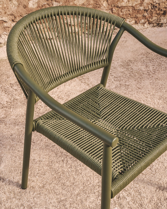 Livadia stackable outdoor chair in green aluminium