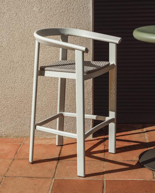 Tabouret Erice en aluminium et corde écrue 65 cm