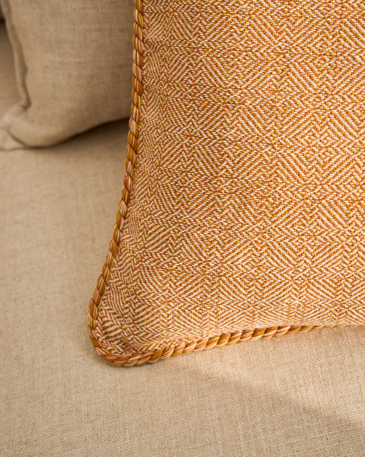 Housse de coussin Filor en coton avec tressage orange 50 x 50 cm