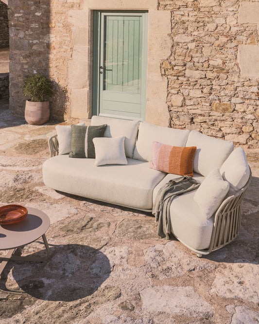 Canapé Osani 3 places en aluminium écru et corde taupe 274 cm