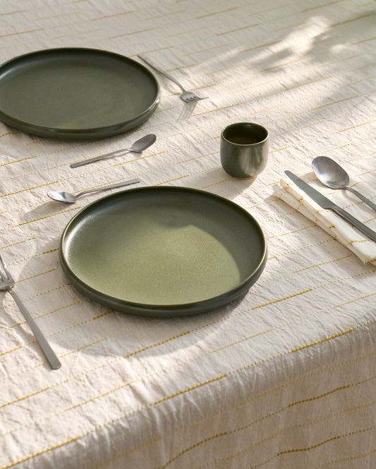 Nappe Anila en coton jacquard jaune 170 x 170 cm