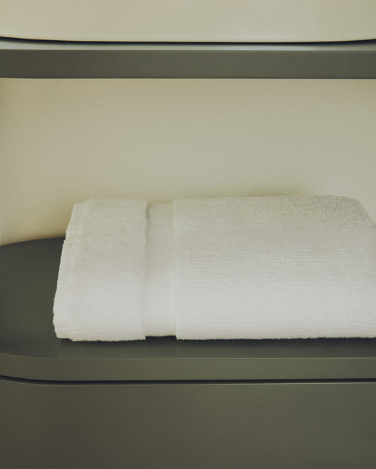 Serviette de toilette Olvira 100 % coton jacquard blanc 50 x 90 cm