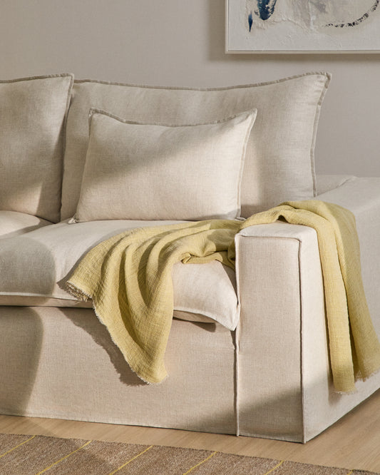 Couverture Aderin en lin jaune 130 x 170 cm