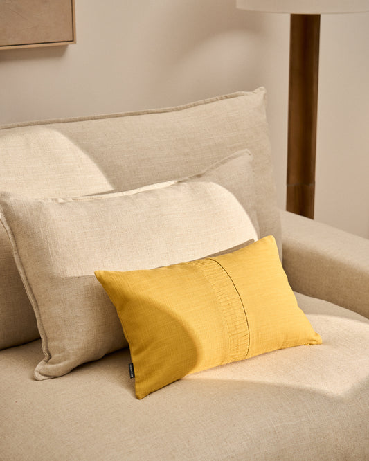 Housse de coussin Luadia en coton avec détail plissé jaune 30 x 50 cm