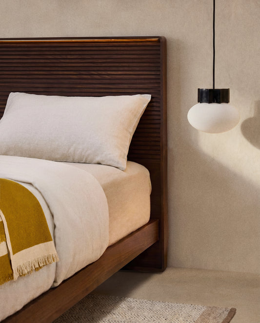 Norlen headboard in walnut veneer with dark finish and LED light for a bed up to 180 cm FSC Mix Credit