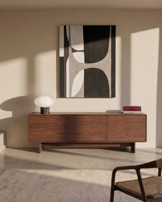 Norlen 3-door TV stand in walnut veneer FSC Mix Credit 150 x 40 cm