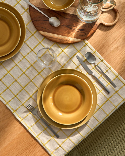 Selune yellow ceramic dessert plate