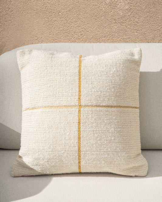 Housse de coussin Atima 100 % PET jacquard jaune 45 x 45 cm