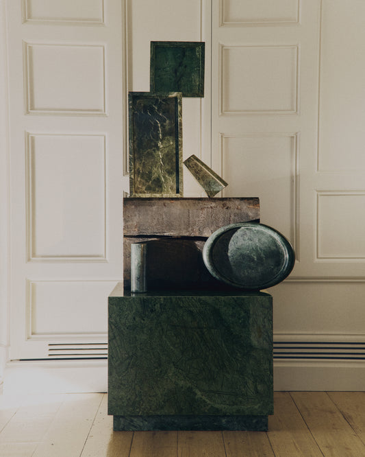 Table auxiliaire Sorein en marbre vert 50 x 50 cm