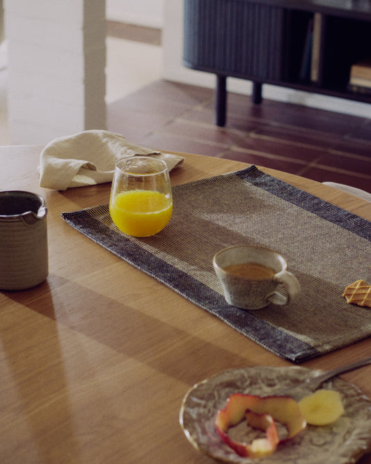Ensemble Briven de 2 sets de table 100 % coton noir 35 x 50 cm
