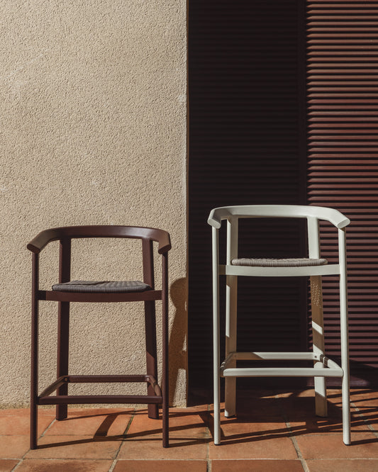 Tabouret Erice en aluminium et corde marron 65 cm